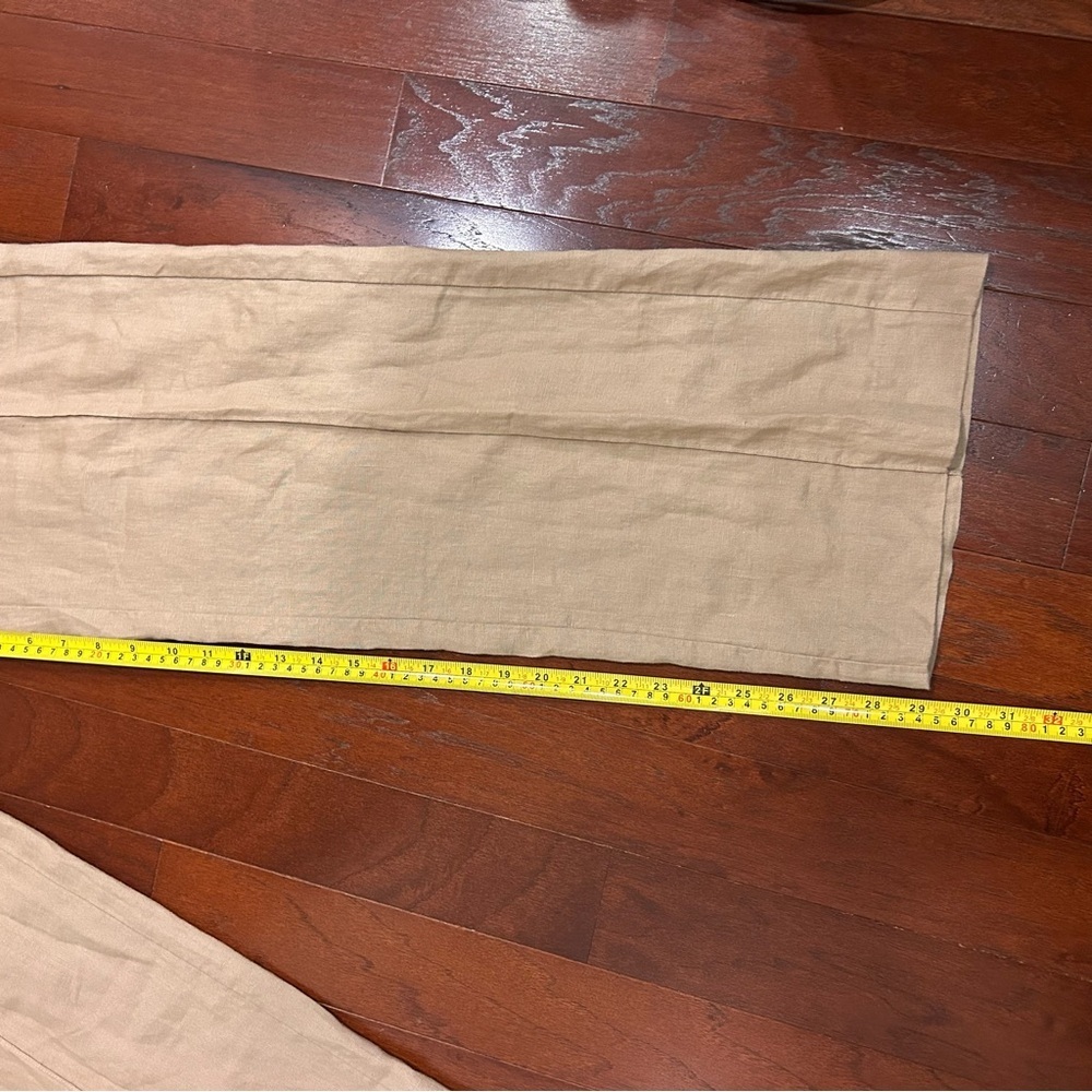 COS 100% LINEN WIDE-LEG TROUSERS color khaki EU34 US 4 adjustable waist pockets - Picture 8 of 9